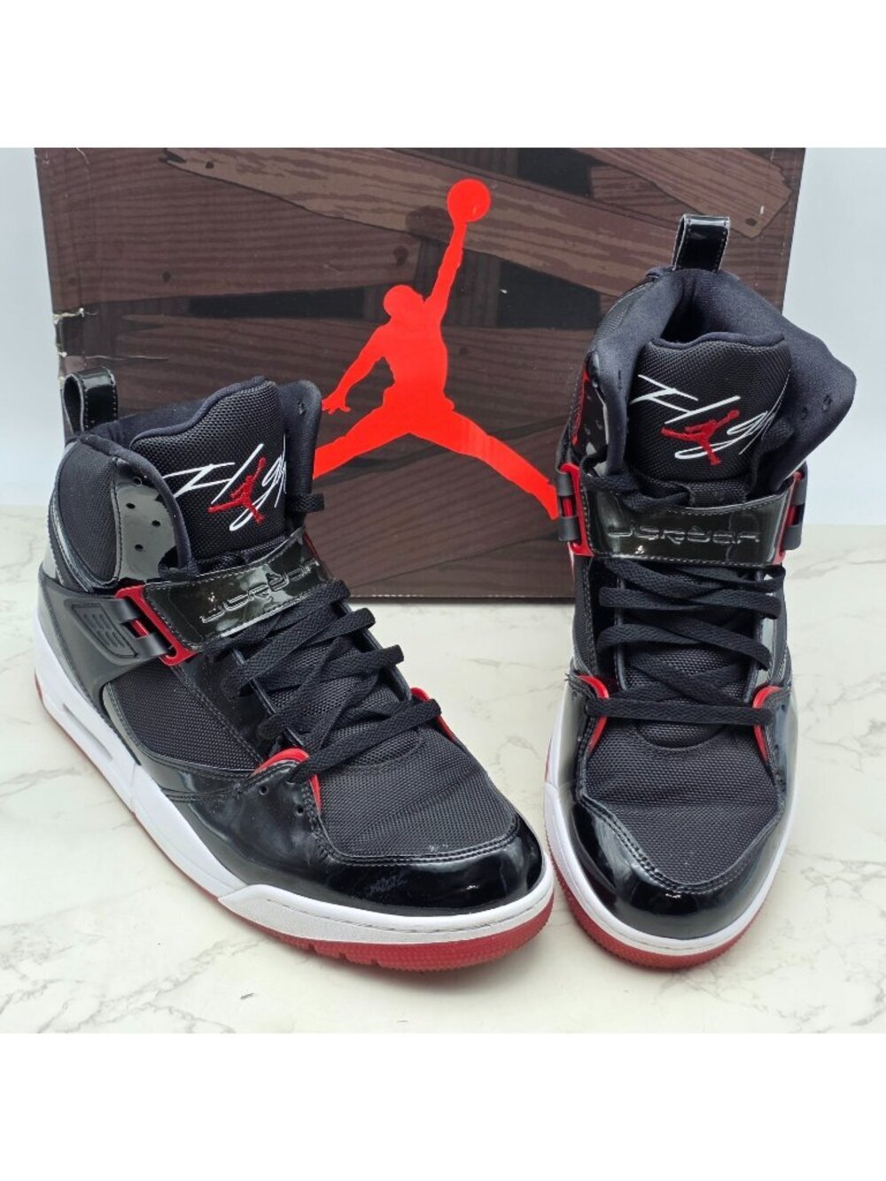 Nike Air Jordan Flight 45 High Bred Mens Size 13 Black Varsity Red White Sneaker